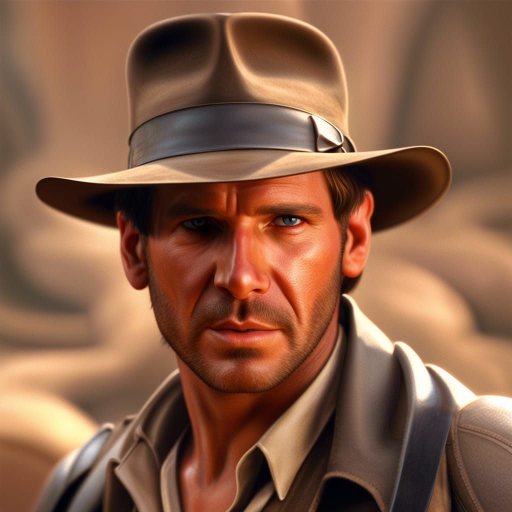Young Harrison Ford as Indiana Jones in 8k