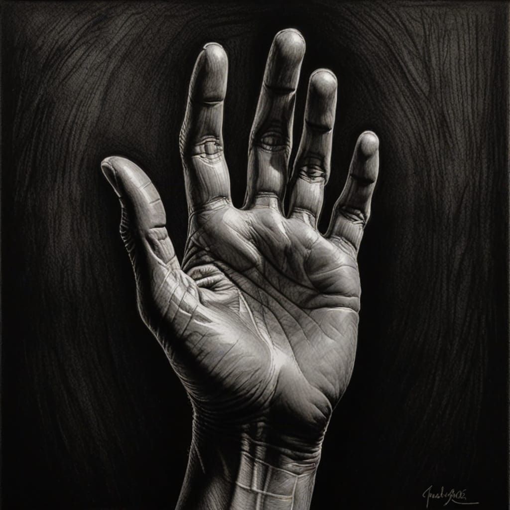 Expressive Charcoal Hand Drawing with Dramatic Shading
