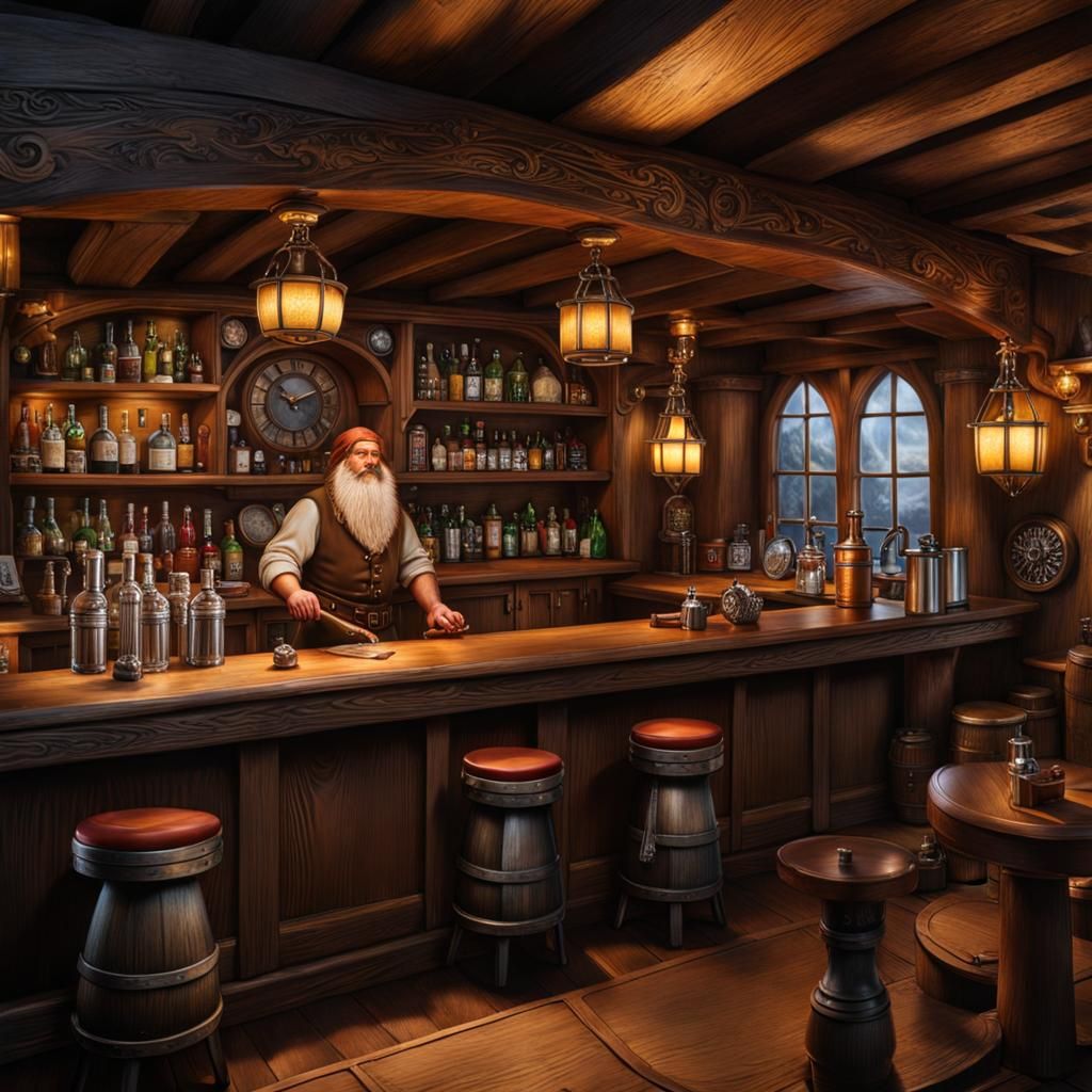 Dwarf Bartender in Middle-Earth Tavern