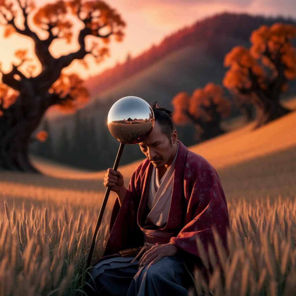 Lineage Samurai with Chakram in Golden Wheat Field