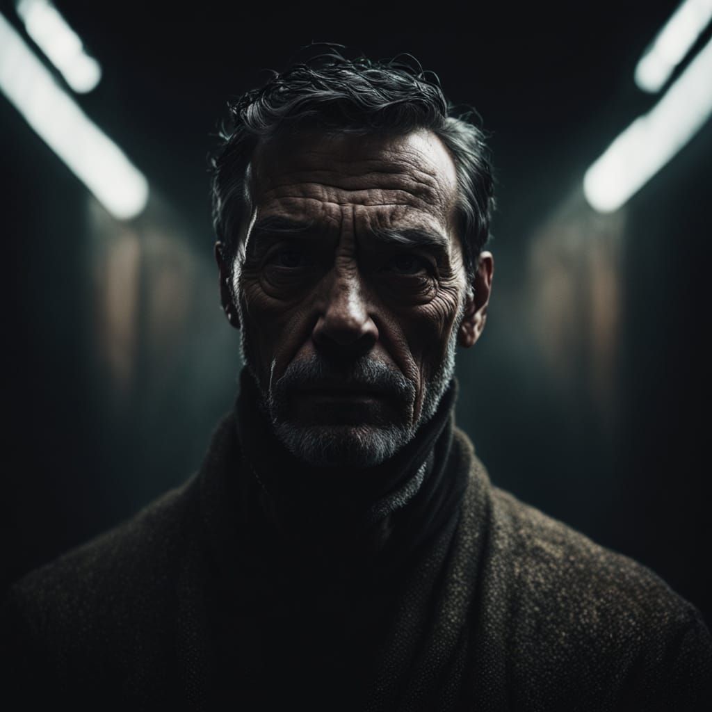 Mysterious Figure in Dimly Lit Room