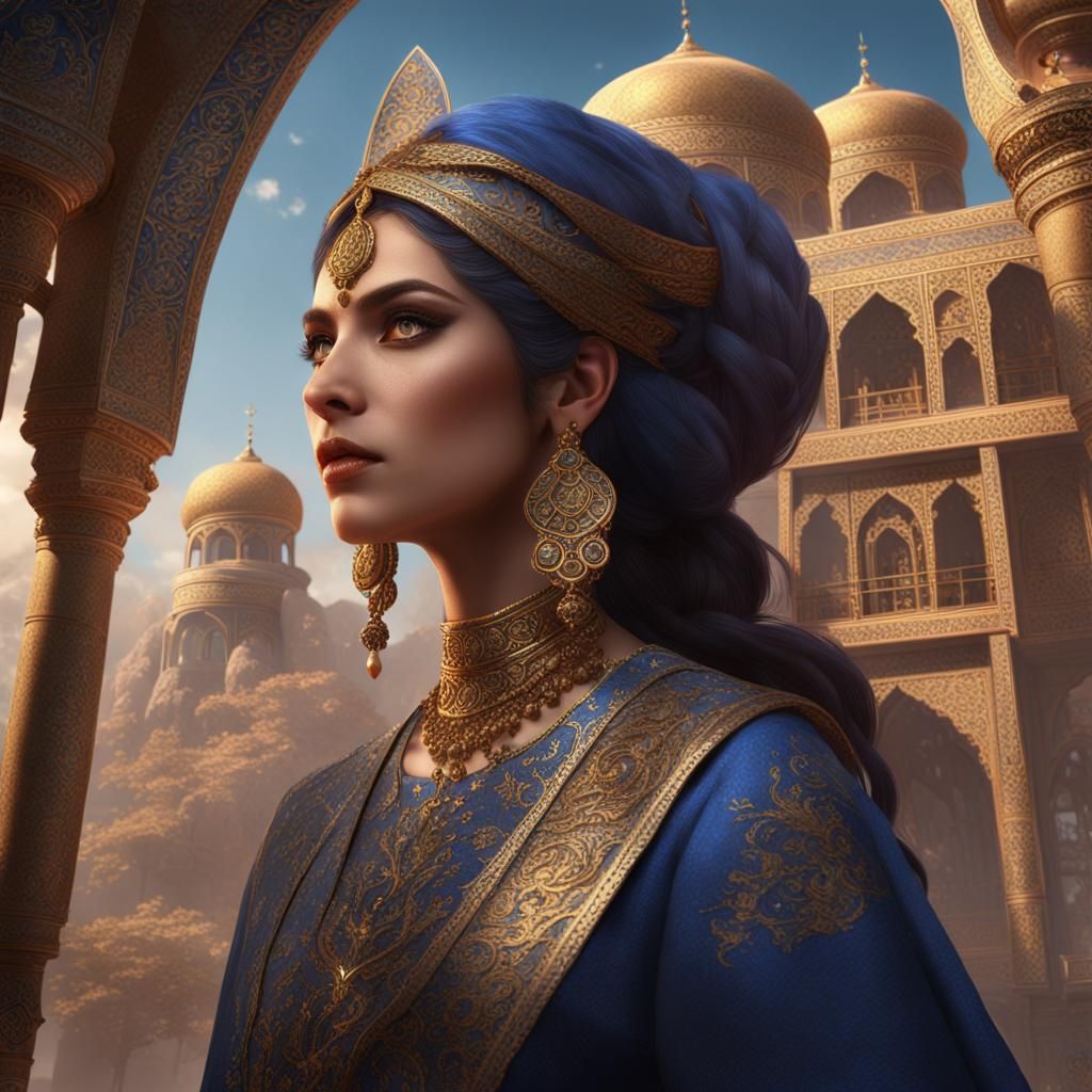 Detailed Matte Painting of a Persian Goddess