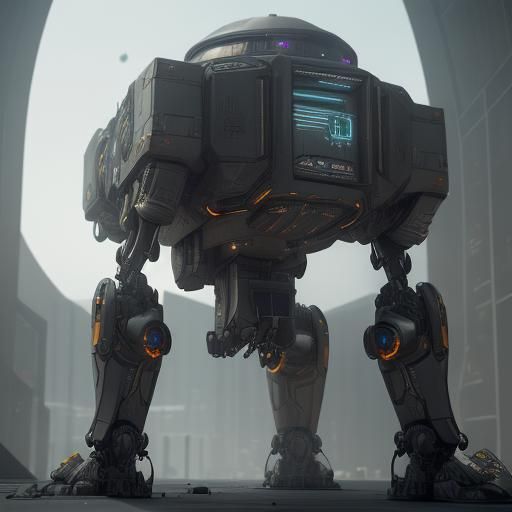 Futuristic Computer with Intricate Mech Details