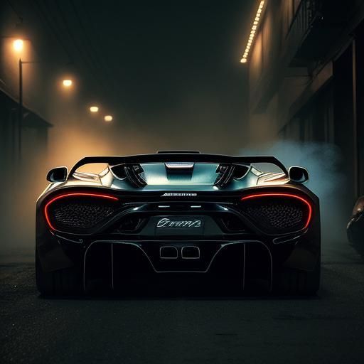 McLaren and Bugatti in Misty Alleyway