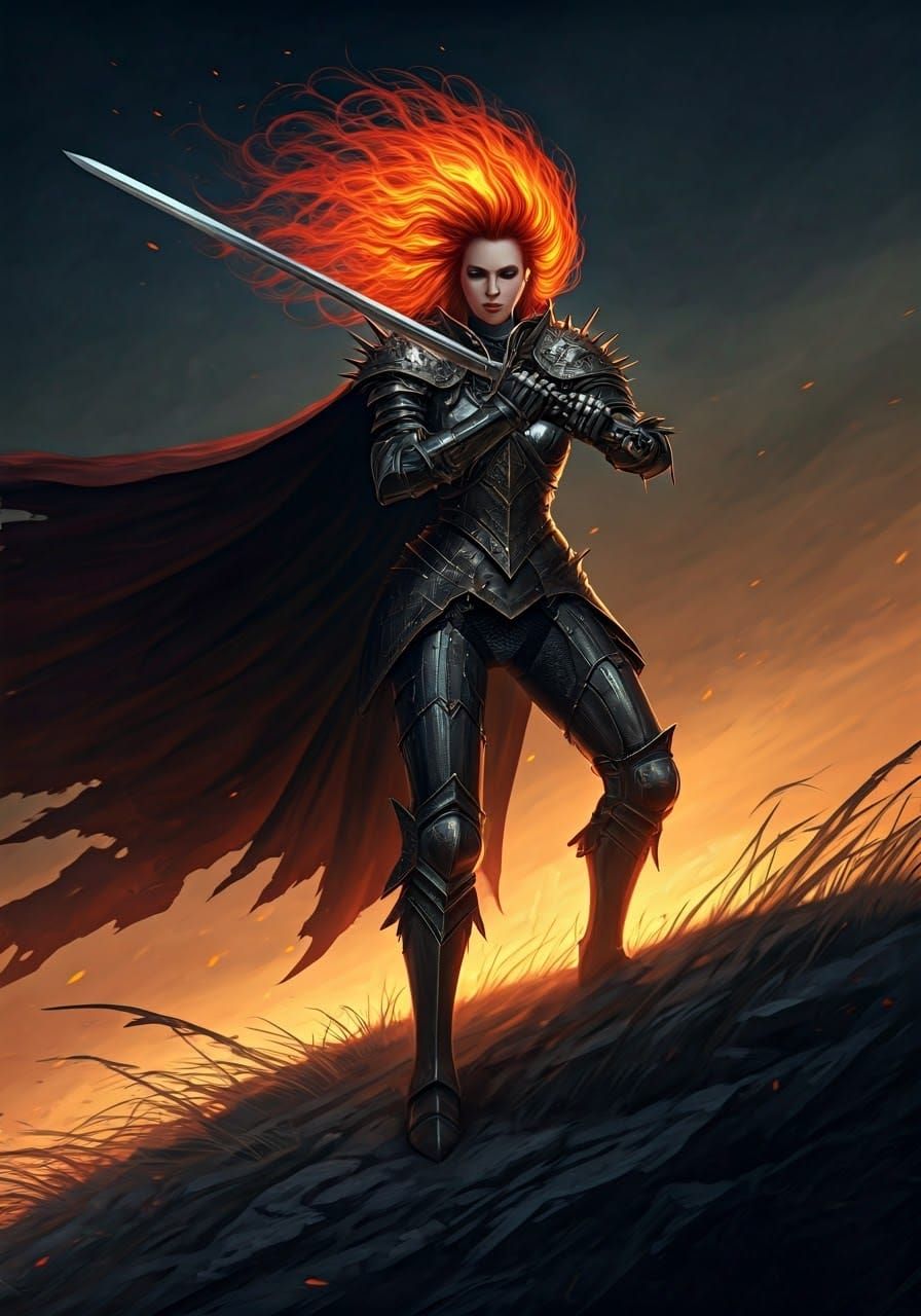 Fiery Witch Knight in Golden Light