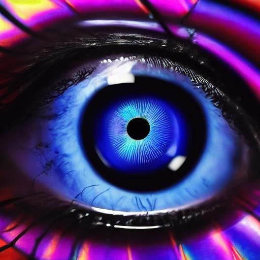 Surreal Synthwave Eye with Gemstone and Metal Details