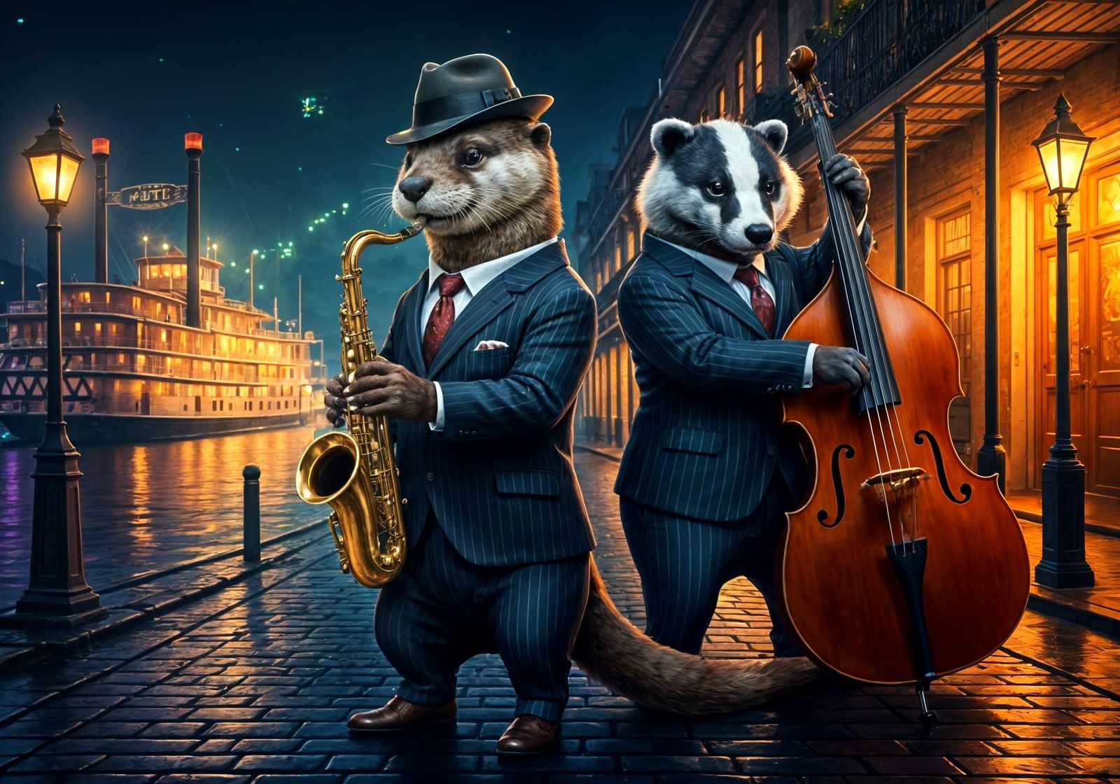 New Orleans Jazz Scene with Otter and Badger