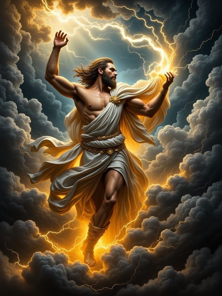 Zeus hurling a thunderbolt,
