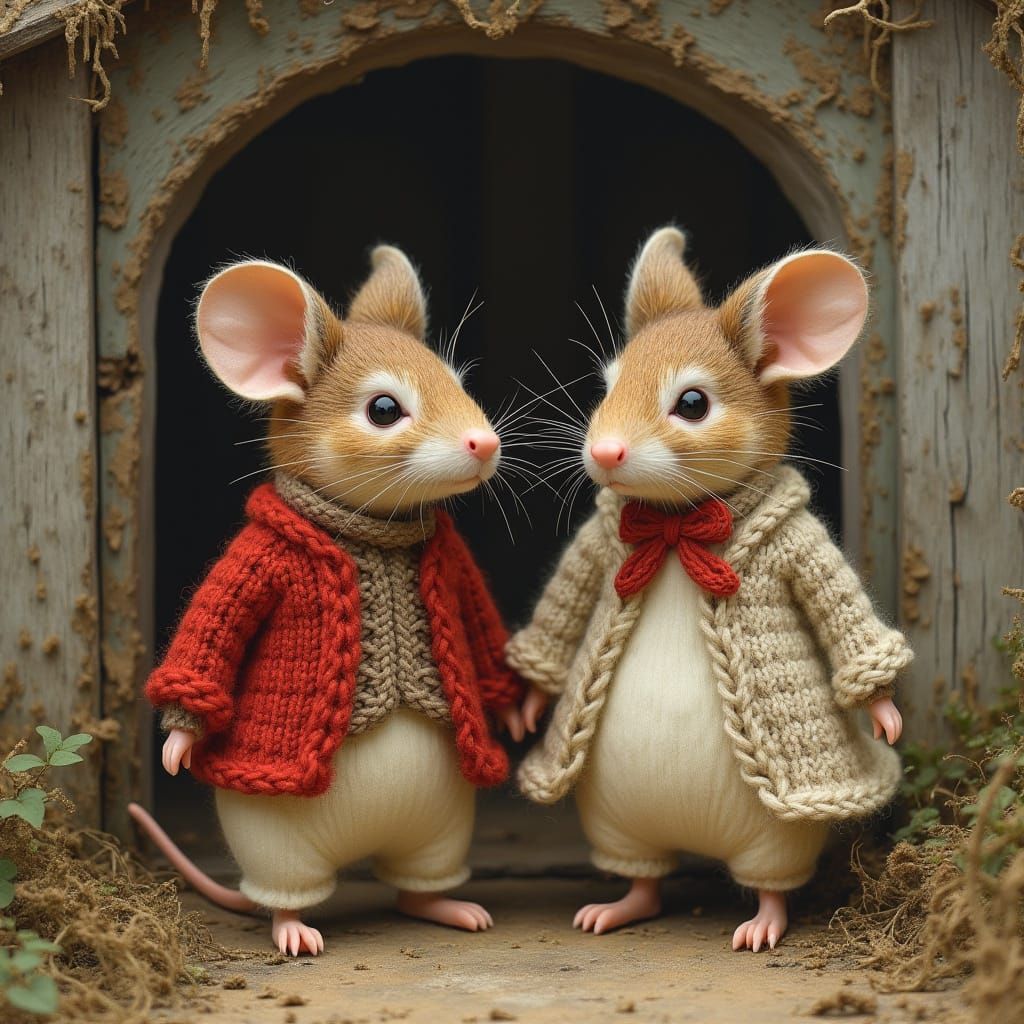 Charming Mice in Olden Day Attire by Shed
