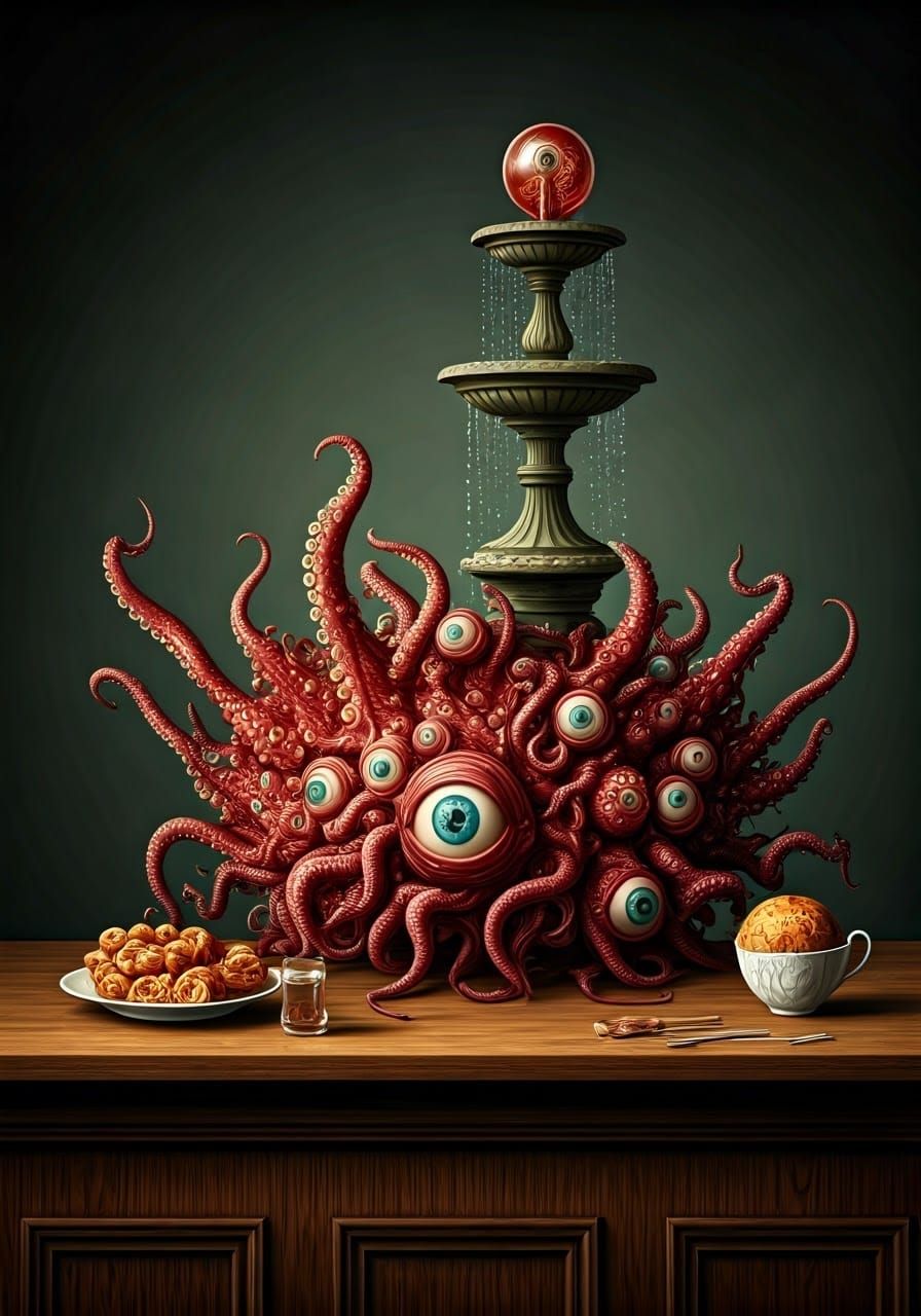 Surreal Still Life: Asian Snacks in Retro Style