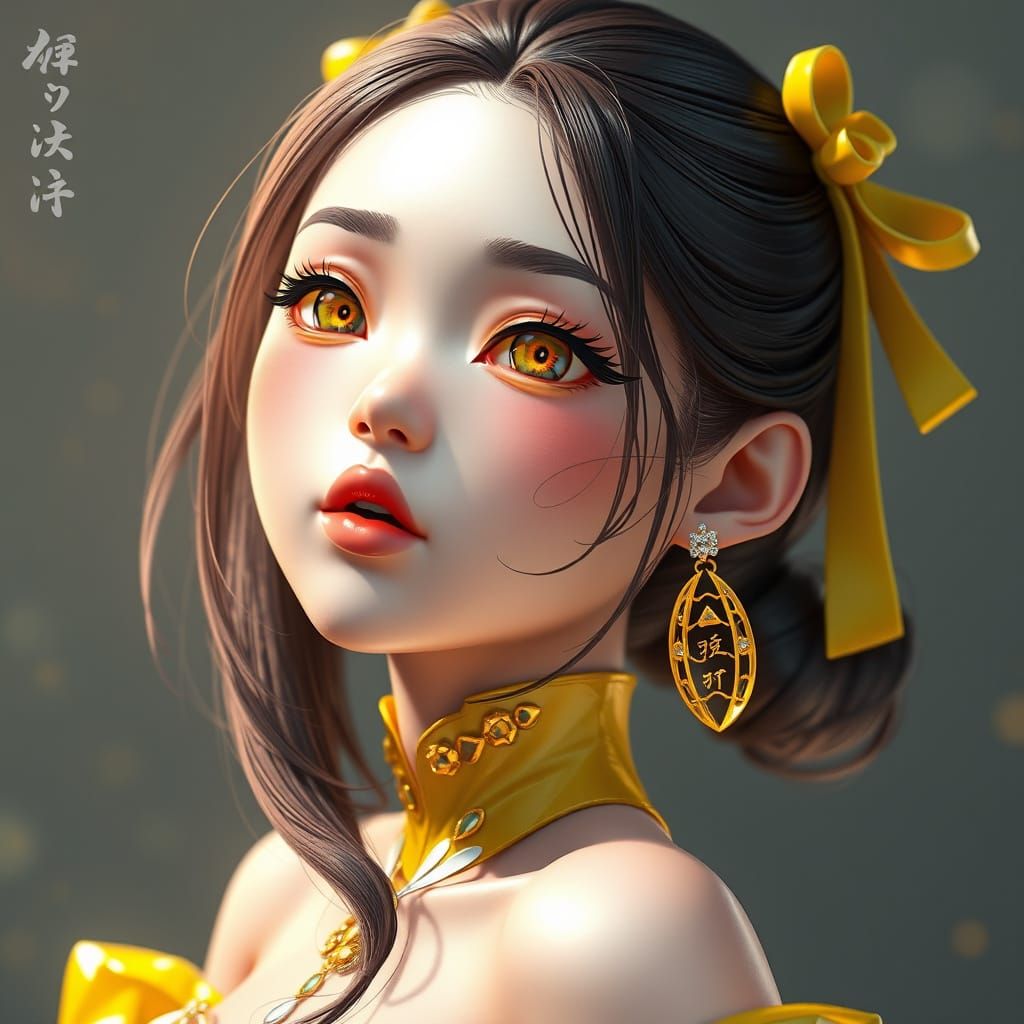 Vibrant Anime Goddess in Topaz Hue