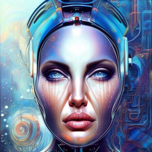 Cybernetic Atlantean Cyborg in Cyberpunk Egyptian Armor