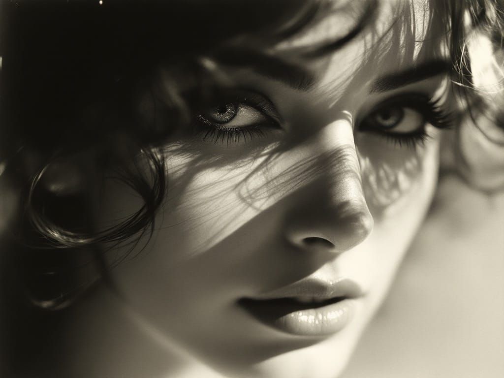 Ethereal Sepiagrisaille Portrait in Glamorous Studio Lightin...