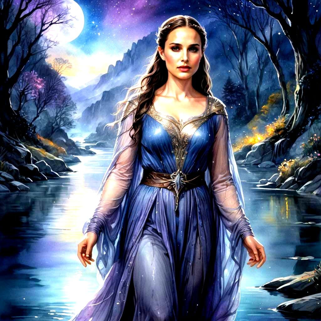 Arwen Undómiel in Rivendell by Starlight, Digital Art