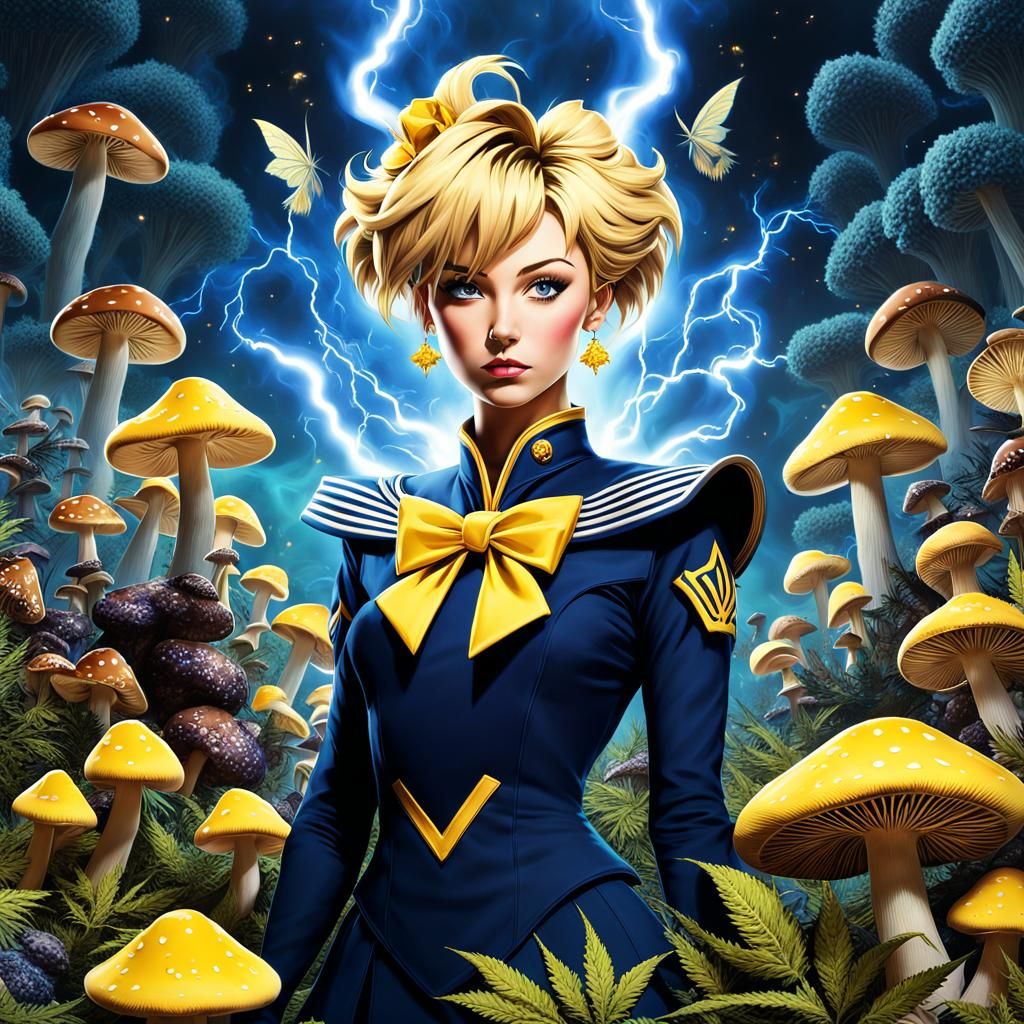 Sailor Uranus Surrounded by Cannabis and Magic