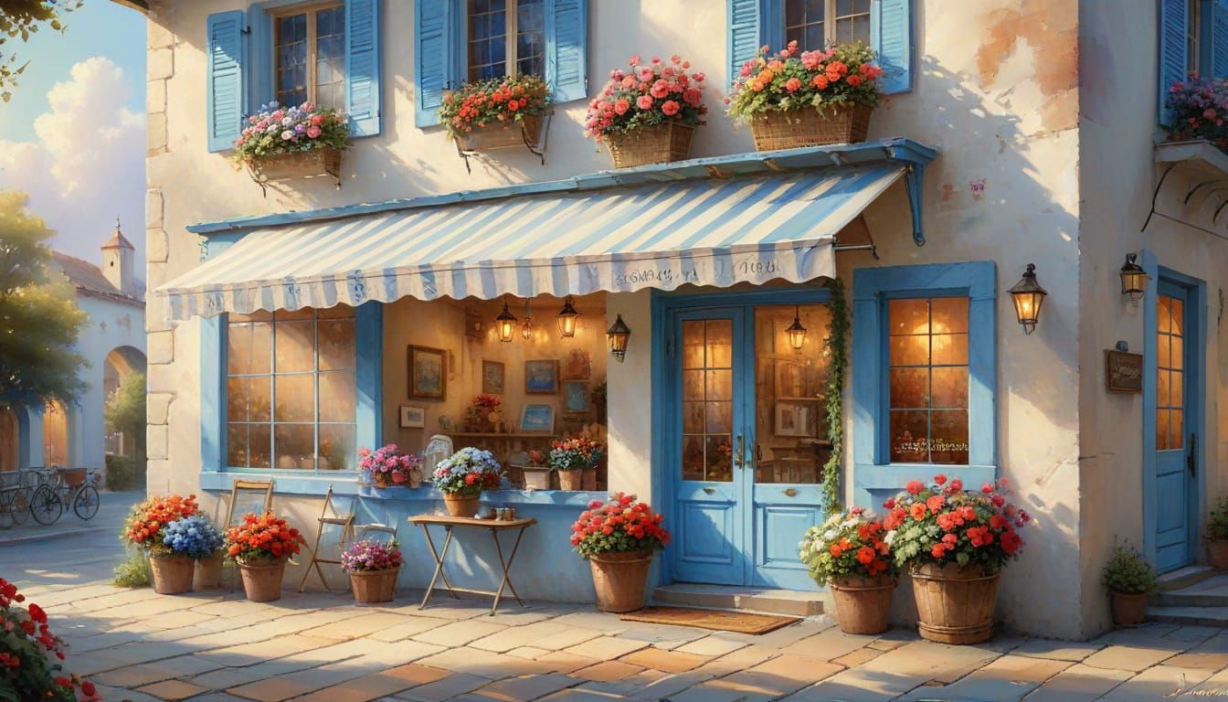 Charming Seaside Boutique in Watercolor Style