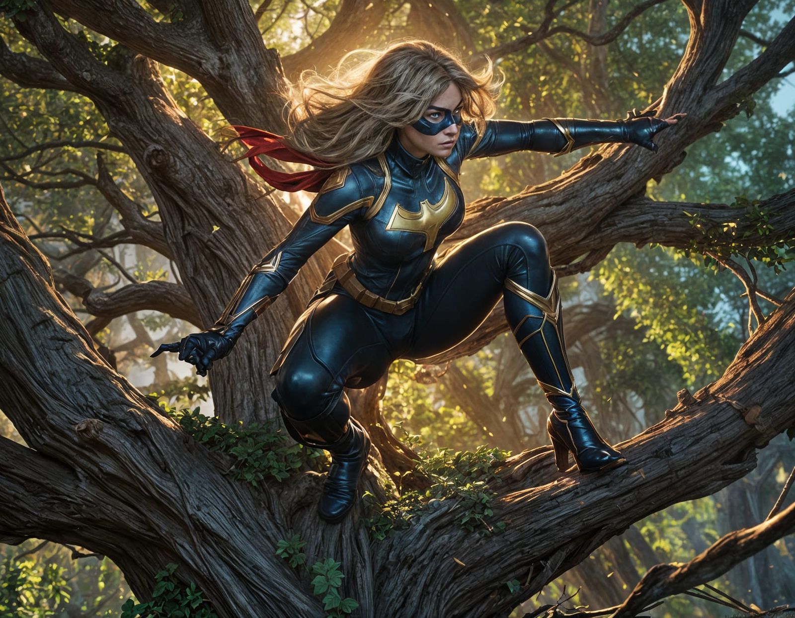 Ms. Marvel Rescues Batman: Hyperrealistic 3D Art