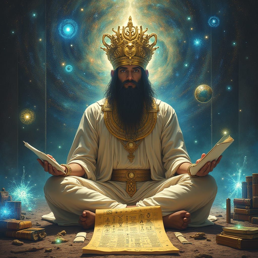 Thoth in Cosmic Library, Ancient Egyptian God of Knowledge, ...