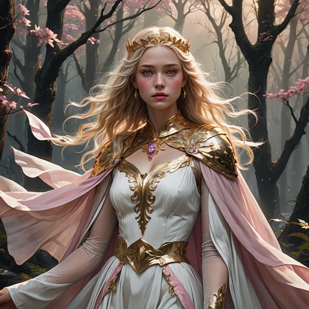 Ethereal Queen in Dark Forest, Fantasy Concept Art