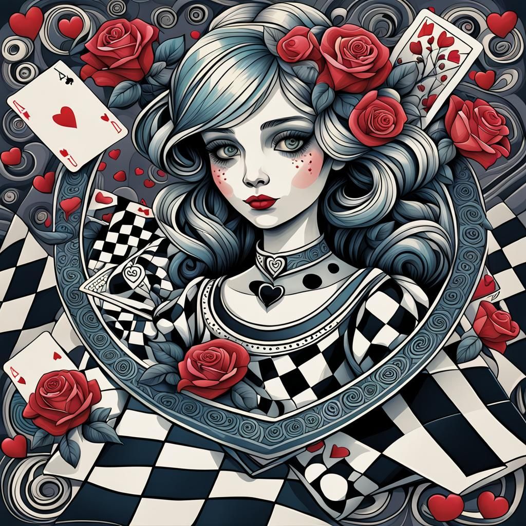 Alice in Wonderland: Detailed Digital Line Art