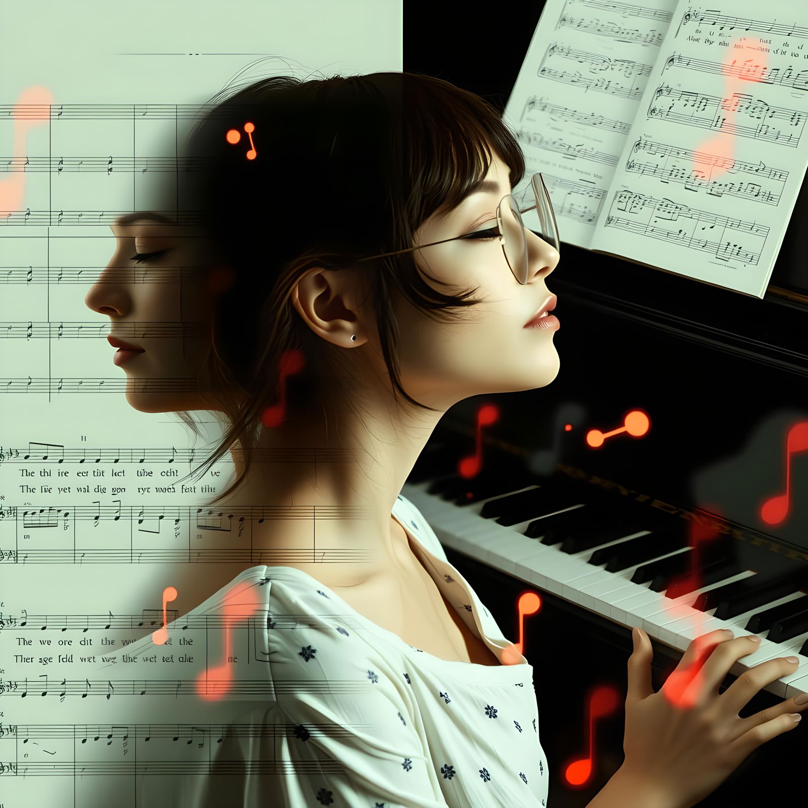 Glitchy Musical Dreamscape with Piano Keys