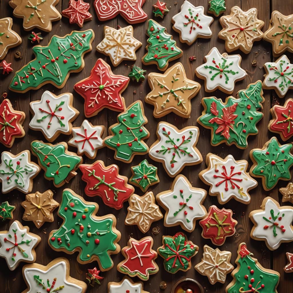 Vibrant Christmas Cookies in a Warm Winter Setting