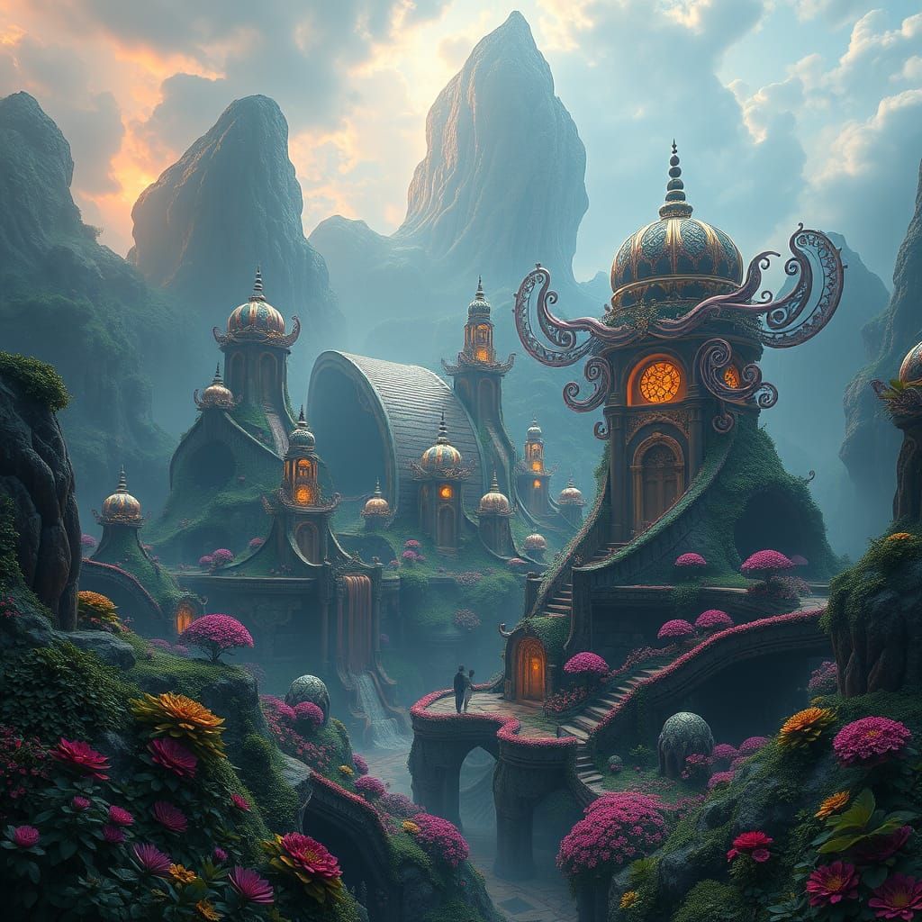 Dreamlike Siling Tomurbelens Landscape in Vibrant Fantasy St...