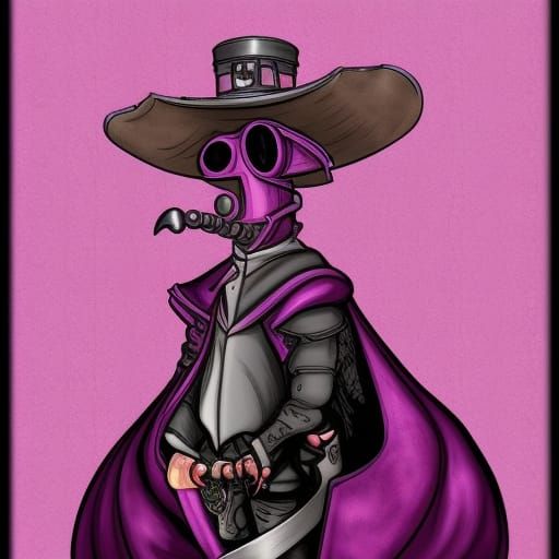 Steampunk Plague Doctor in Purple and Pink