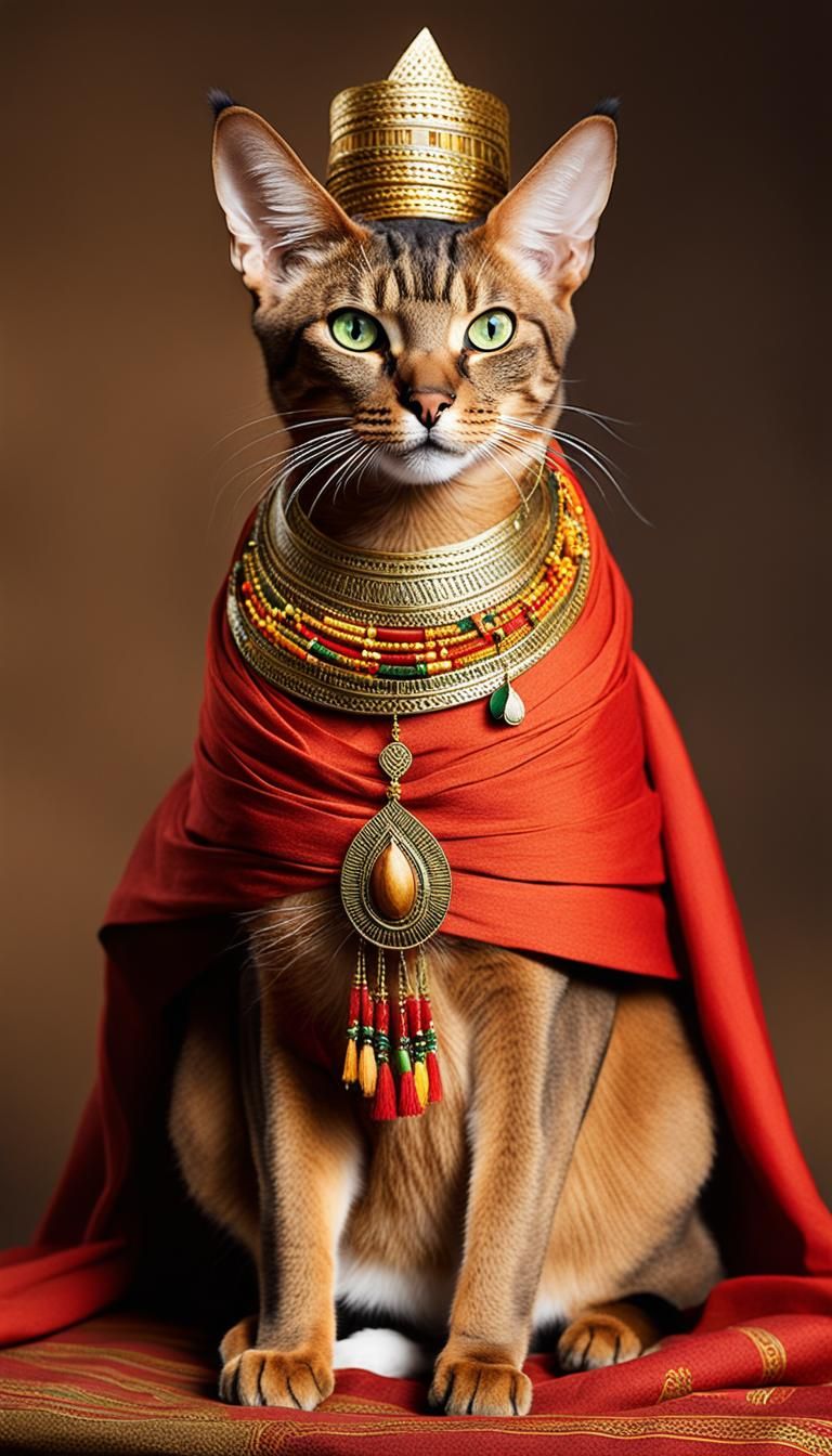 Abyssinian Cat in Traditional Ethiopian Clothing