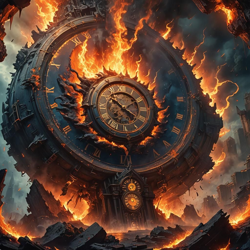 Apocalyptic Fireball Plunging into Hell: Digital Art