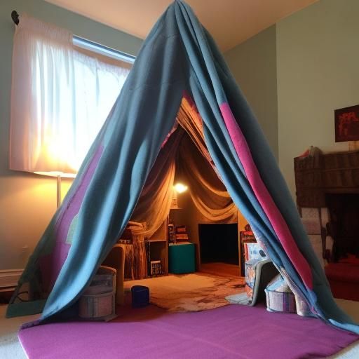 Indoor Blanket Fort with Hot Chocolate