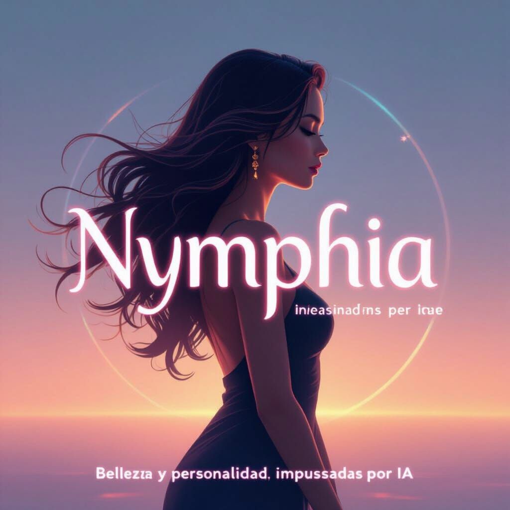 NymphIA AI Logo: Elegant Typography with Subtle Female Silho...