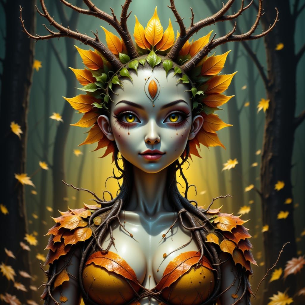 Autumn Forest Spirit in Ethereal Golden Hour Glow