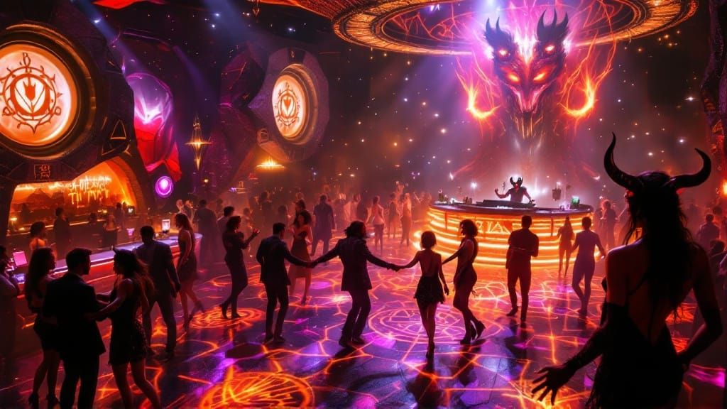 Ethereal Nightlife: Humans and Demons Dance at The Crossroad...
