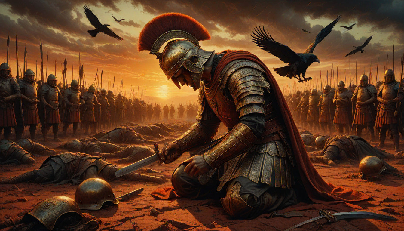 Epic Roman Battlefield Scene in Cinematic Style