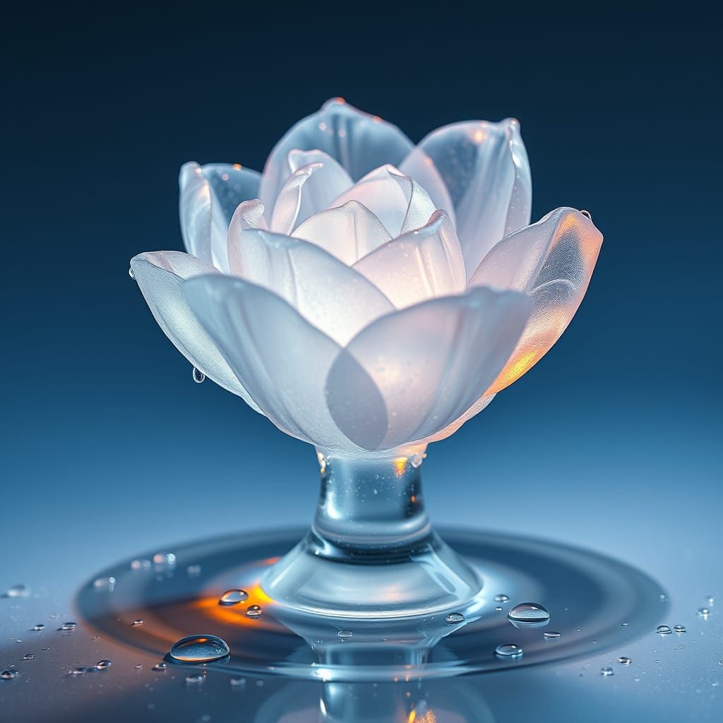 Melting Ice Flower Sculpture in Surreal Style