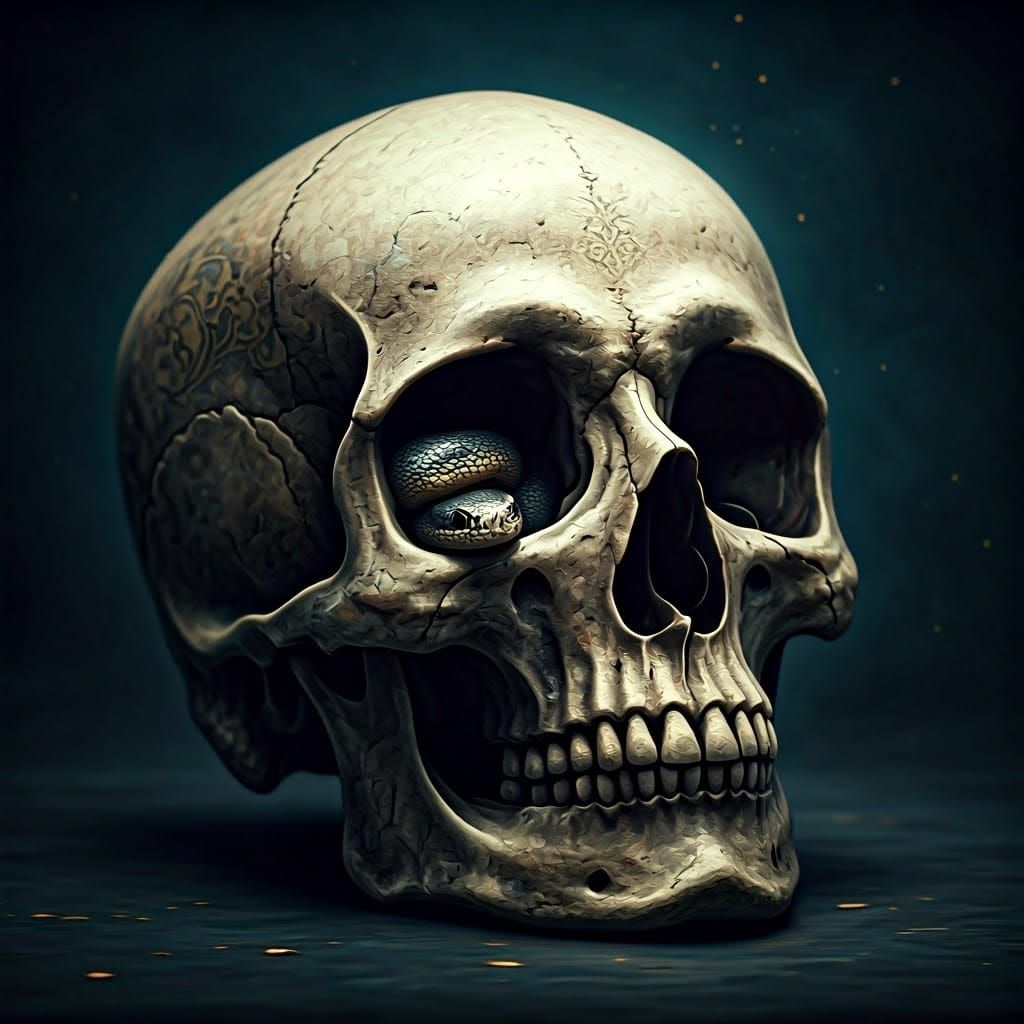 Mystical Snake Emerges from Ancient Skull