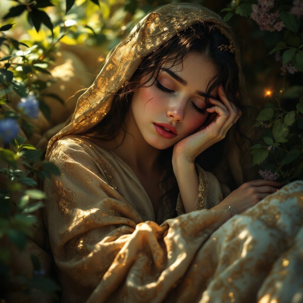 Weary Mother in Dreamlike Serenity