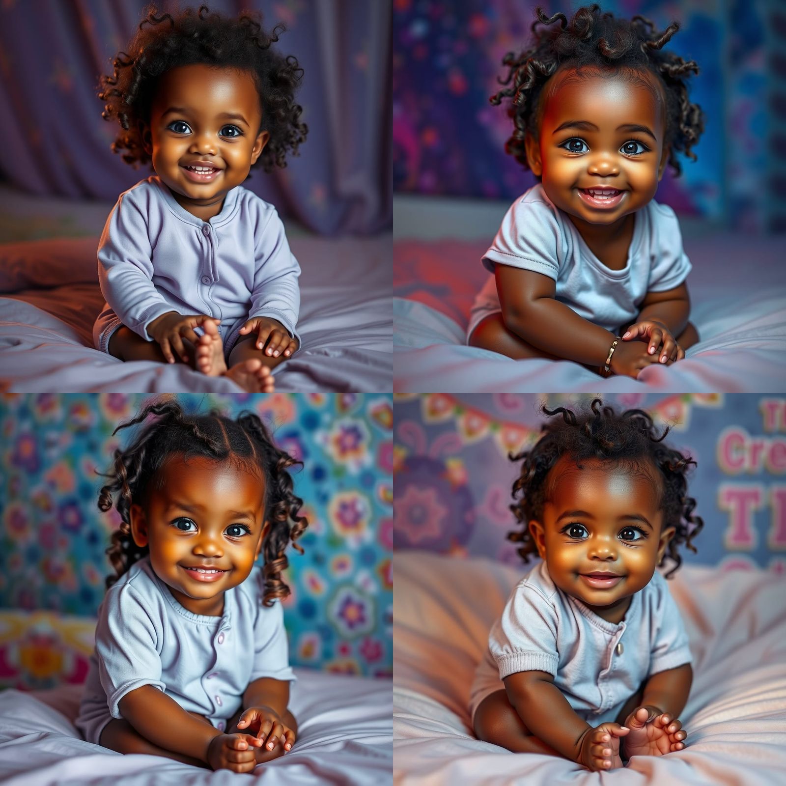 Smiling Baby Girl in Lavender Onesie: Hyperrealistic Splash ...