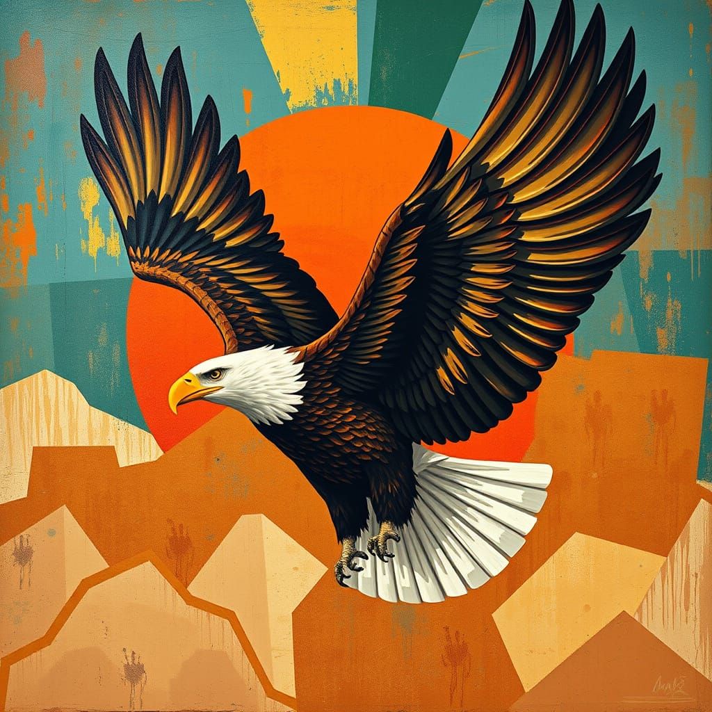 Majestic Eagle Soars in Rivera-Inspired Mural