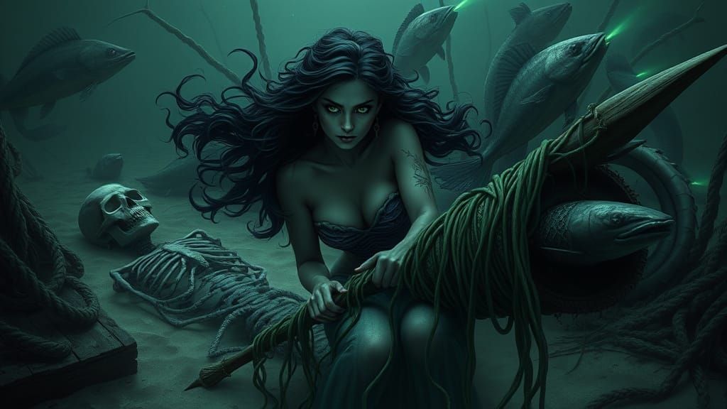 Mysterious Mermaid Amidst Dark Depths