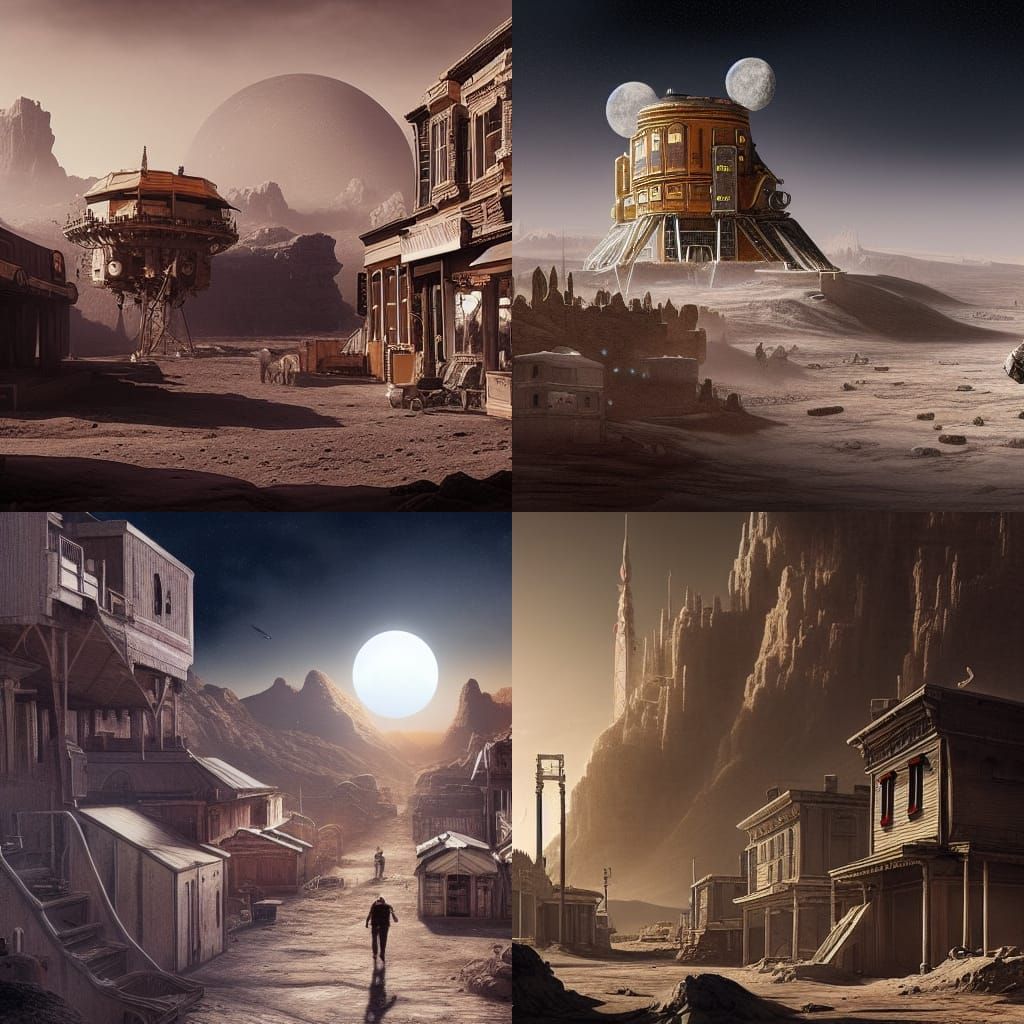 Western Town on the Moon: Digital Matte Painting