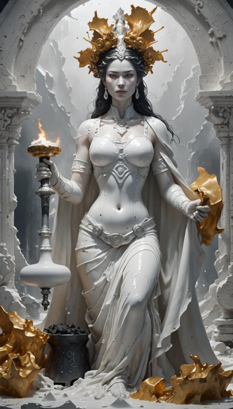 Epic Milk Goddess Blacksmith with Fire Hammer