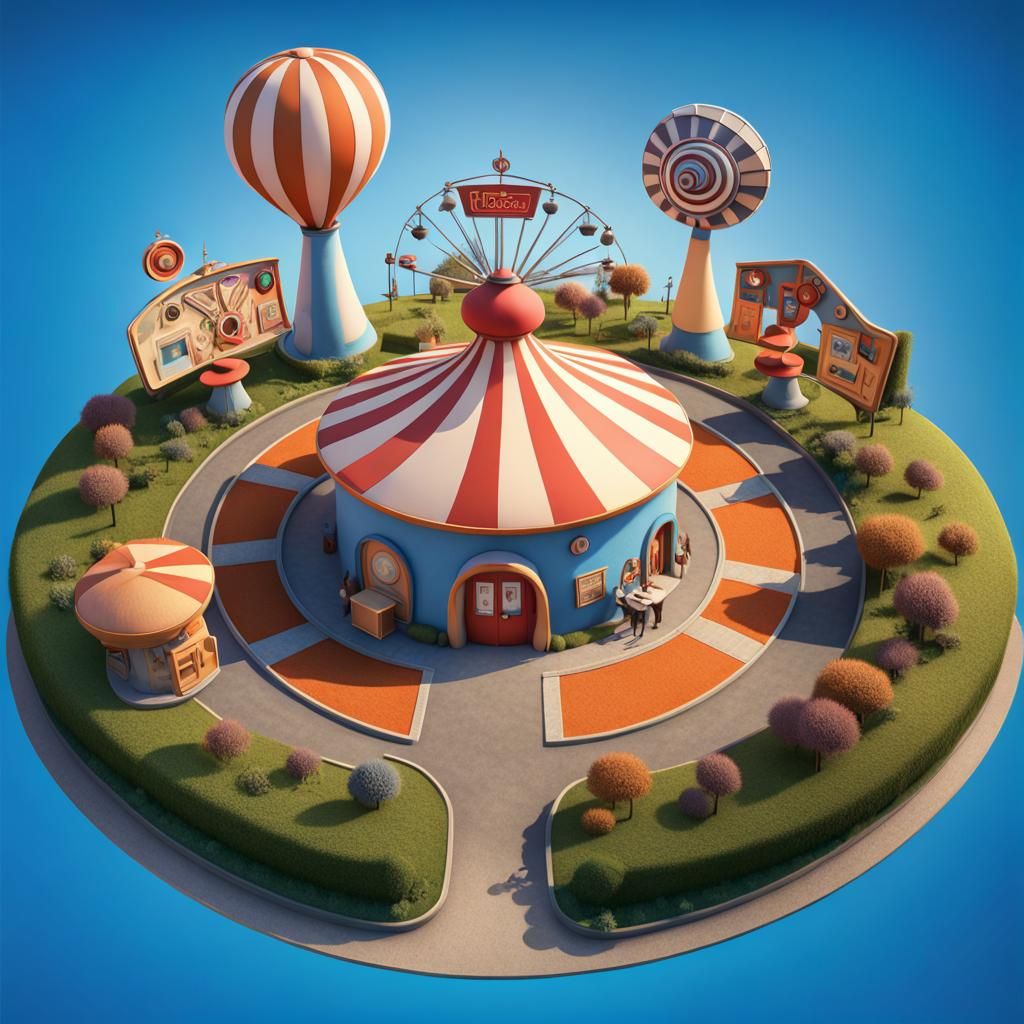 Magic Roundabout Reimagined as 3D Digital Art