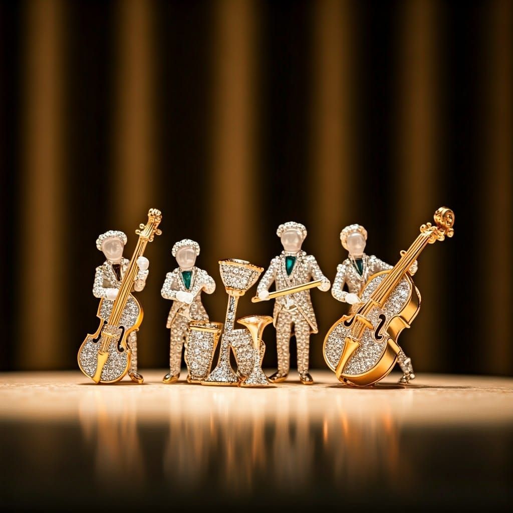Dazzling Miniature Musical Instruments in Luxury Setting