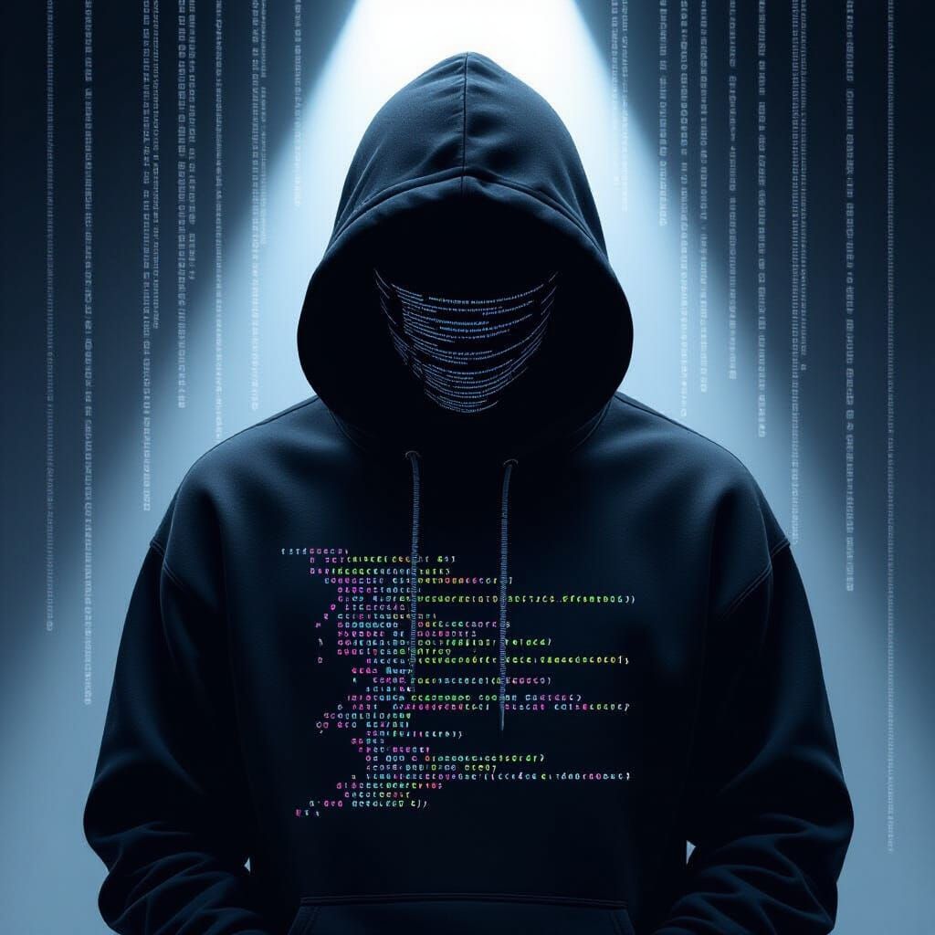 Mysterious Coder in Shadow, Digital Art