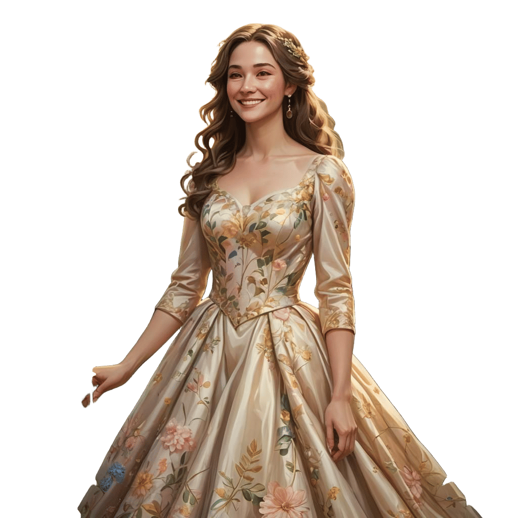 Happy Tradwife Portrait: Feminine Grace in Digital Art