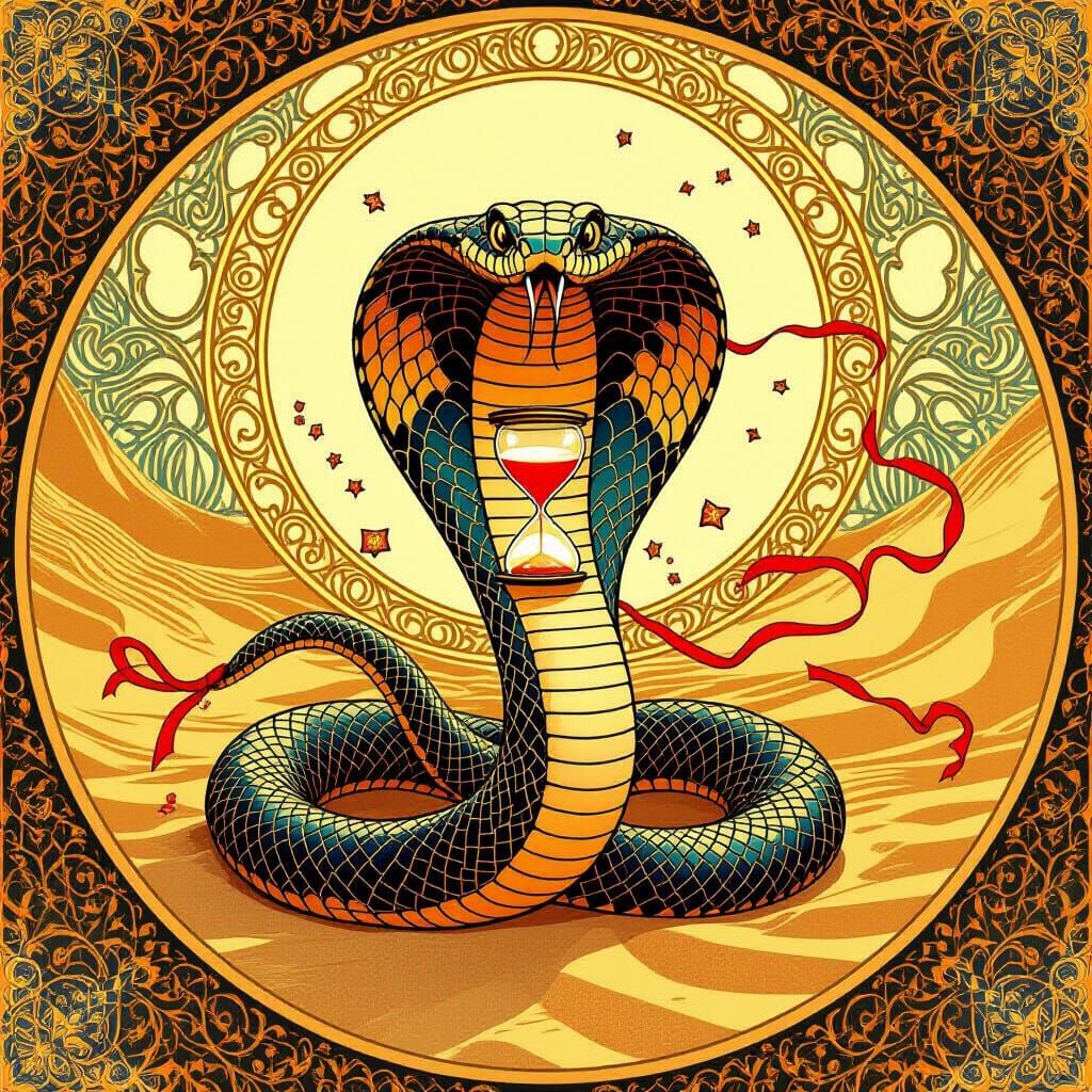 Heat-Haze Cobra in Golden Art Nouveau Style
