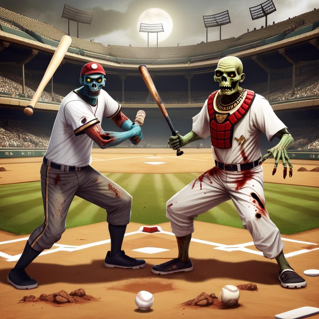 Egyptian vs Zombie Baseball Game