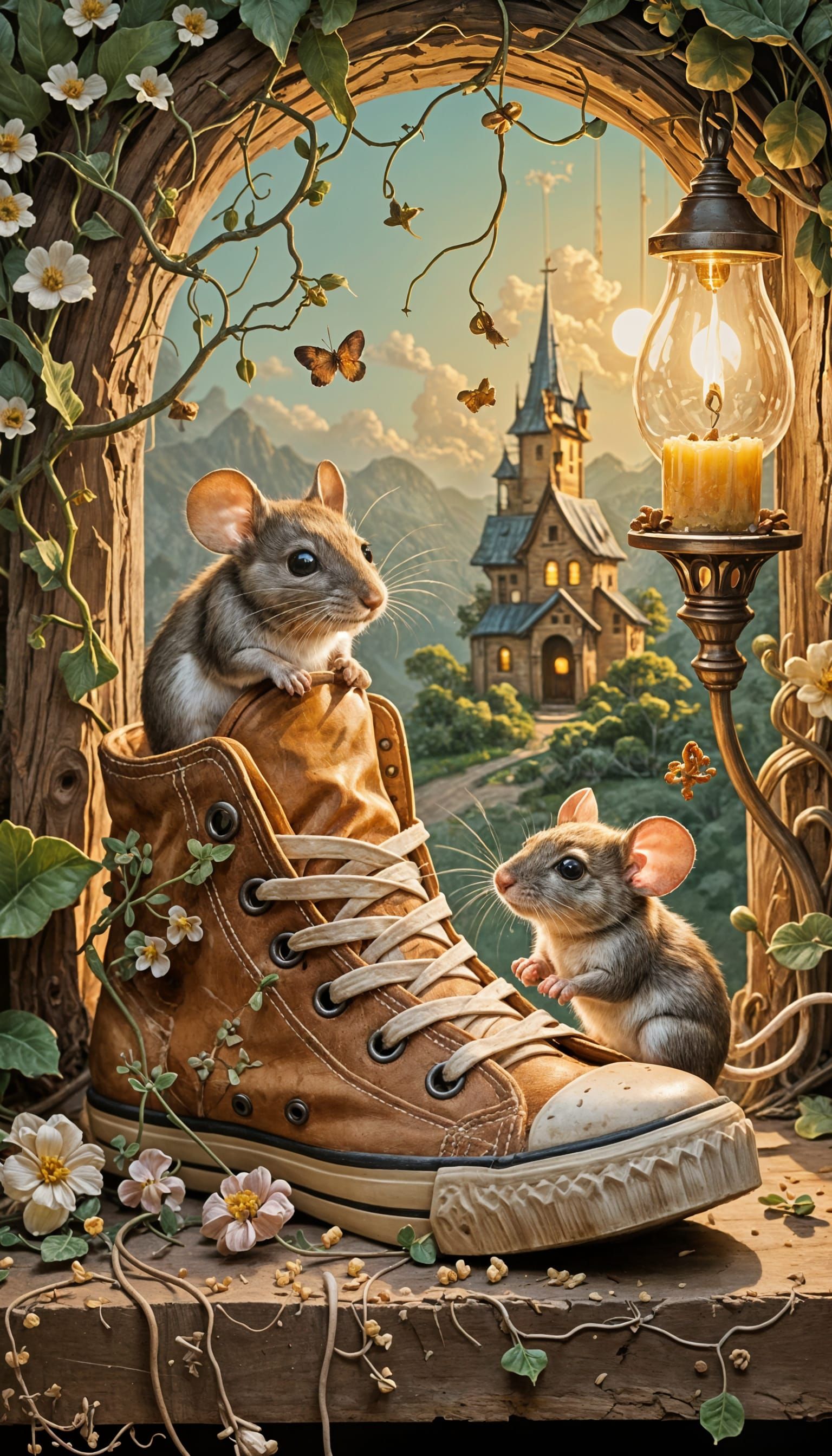Mice Discover Sneaker as Impasto Painting